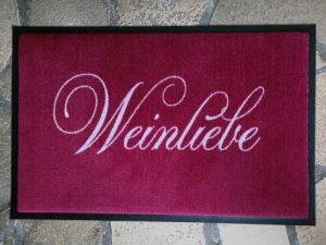 Bordeaux; Weinliebe; Fußmatte; Dunkelrot; Weinrot